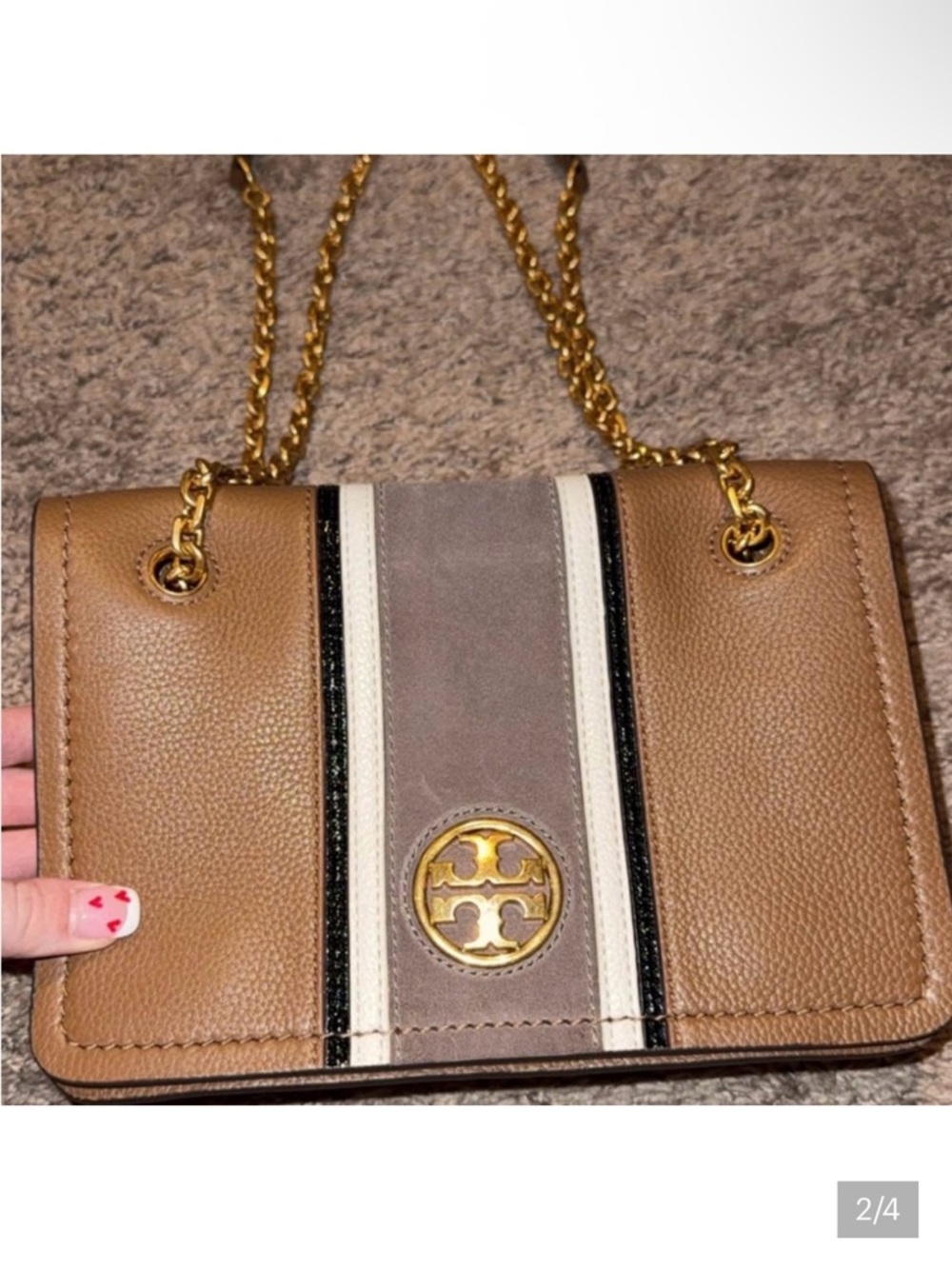 Tory Burch Carson Stripe Convertible Leather Shoulder Bag - Picture 3 of 7